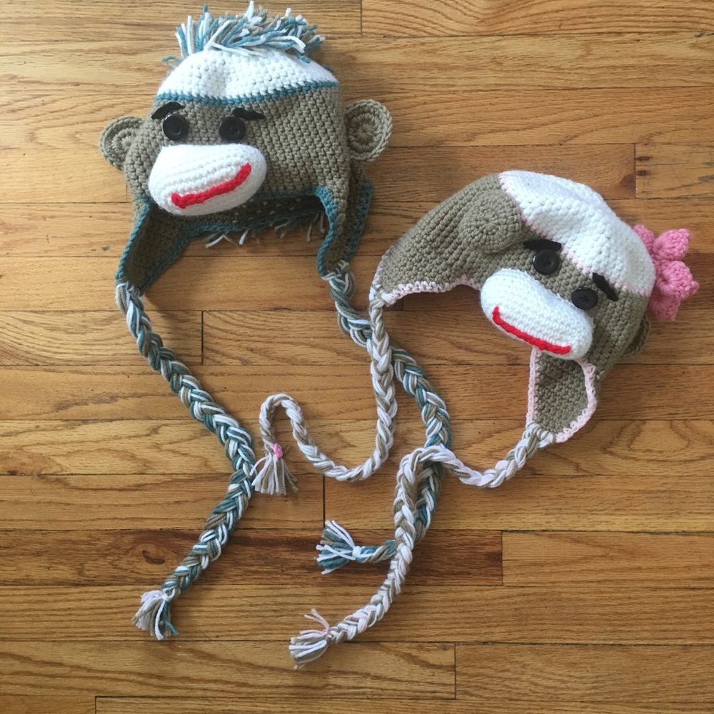 Handmade monkey hats his & hers